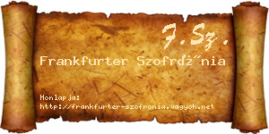 Frankfurter Szofrónia névjegykártya